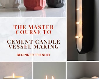 Curso de bricolaje para crear recipientes de cemento para velas / Fabricación de velas de hormigón / Crea tus propios recipientes para velas / Guía para principiantes (Descarga digital)