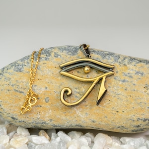 Eye of Ra Gold Plated Charm Necklace, Ancient Egypt, Eye of Horus | 925 Silver