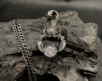 Collar De Plata De Ley 925 Con Colgante De Escorpión - Signo Del Zodiaco, Cadena De 20", Regalo Para Mujeres/teenagers