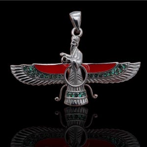 Naszyjnik Ahura Mazda Silver - ręcznie robiony, starożytny symbol perski, elegancki prezent, srebro próby 925, mistyczna biżuteria, wyprodukowano w Turcji