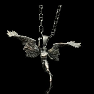 Ikarus Halskette, anpassbare Silber oder Gold Halskette, Mythologie Schmuck, griechischer Anhänger, handgefertigter Handwerker Schmuck aus 925er Silber