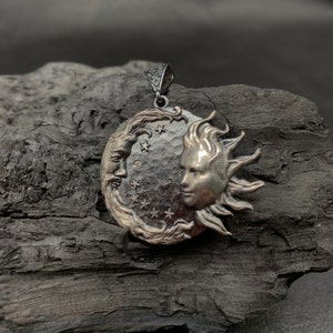 Sterling Silver Sun and Moon Necklace: Celestial Harmony Pendant