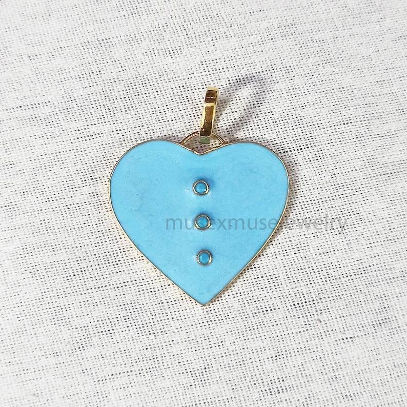 925 Silver Turquoise Enamel Heart Shape Initial Solid Sterling Silver Pendant Necklace Jewelry Turquoise Heart Pendant