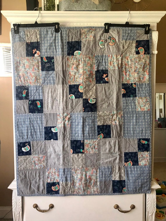 Handmade Blue Bird Print Quilt Etsy