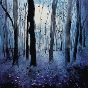 Clair de lune dans les arbres : carte de voeux et impression