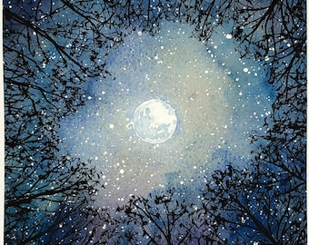 Greetings Card: 'The moonlit clearing'