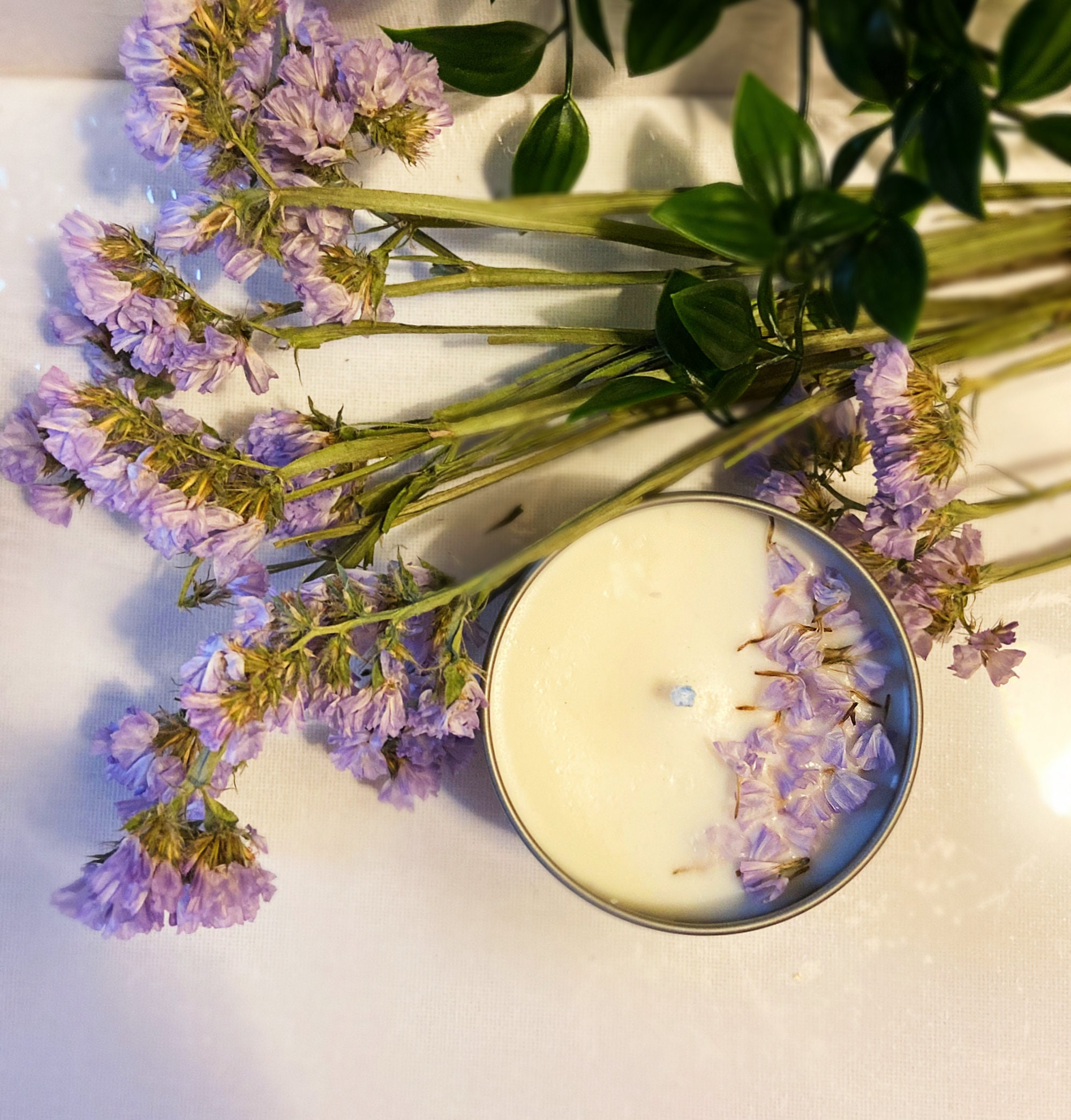 Scented Handmade candle with dried flowers 8.5oz I Handcrafted Etsy
