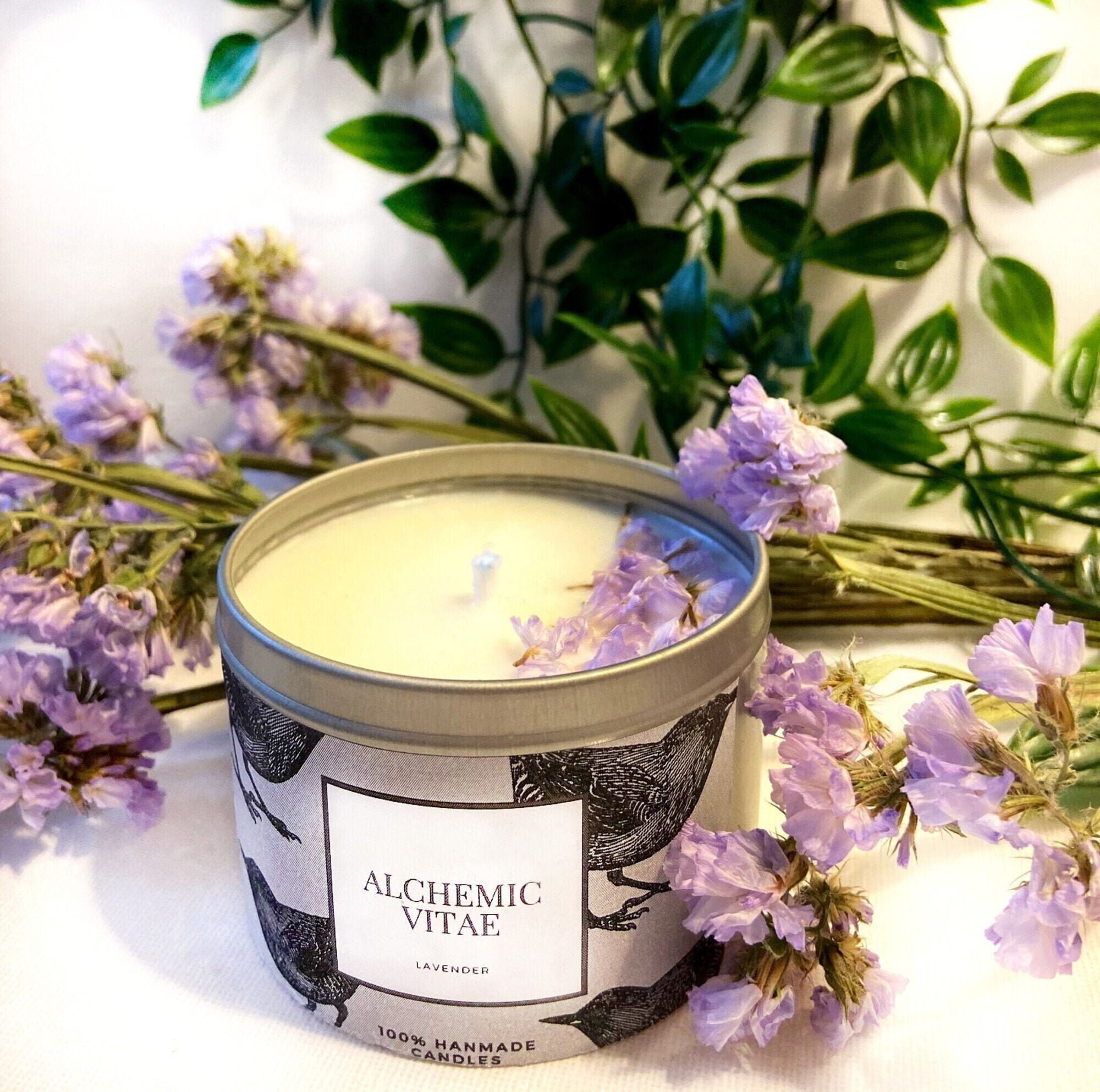 Scented Handmade candle with dried flowers 8.5oz I Handcrafted Etsy