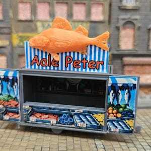 Kirmesbude "Aale Peter" Essen Foodtruck Fisch für Kirmes Rummel H0 Bausatz 1:87 Freizeitpark Foodtruck - Made in Germany