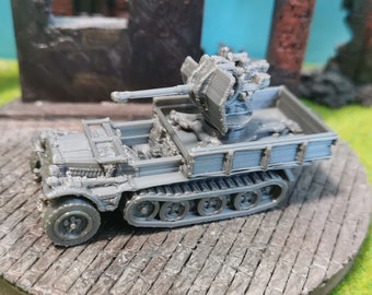Modellino Vagone Ferroviario Tedesco Con Cannone Contraereo 88mm, Scala 1/100 Per Flames Of War