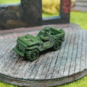 Jeep US Army Off-Road Vehicle Military Vehicle Kit | 28 mm / 20 mm / 15 mm for Team Yankee Wargaming | Scale 1/100 1/87 1/72 1/64 1/56 1/48