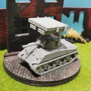 Sherman T34 Calliope US rocket launcher tank as a model kit | 28 mm / 20 mm / 15 mm for Team Yankee | Scale 1/100 1/87 1/72 1/64 1/56 1/48