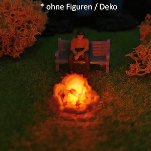 Campfire with LED flickering fire camping for model railway gauge H0 + TT 1:87