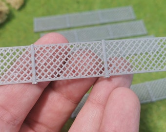 Clôture métallique industrielle (5 pièces) Échelle 1/100, 1/87, 1/72 ou 1/56 à partir d’une imprimante 3D - très filigrane - Wargaming Décoration de jeu de table