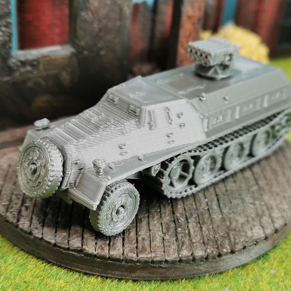 Heavy German Tug (SWS) with Do-Launcher | 28 mm / 20 mm / 15 mm for Bolt Action Wargaming | Scale 1/100 1/87 1/72 1/64 1/56 1/48