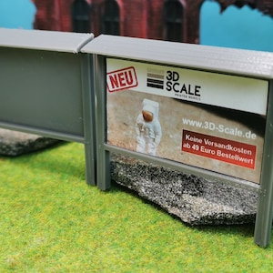 Set publicitario de carteles de 2 piezas | H0 1:87 | Publicidad en vallas publicitarias con stands.