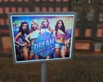 Nゲージ用照明付き広告ディスプレイ、広告ボード、広告モニター（LEDを含む）