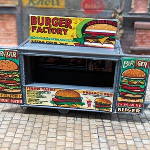 Kirmesbude "Burger Factory" | Essen Foodtruck für Kirmes Rummel H0 Bausatz 1:87
