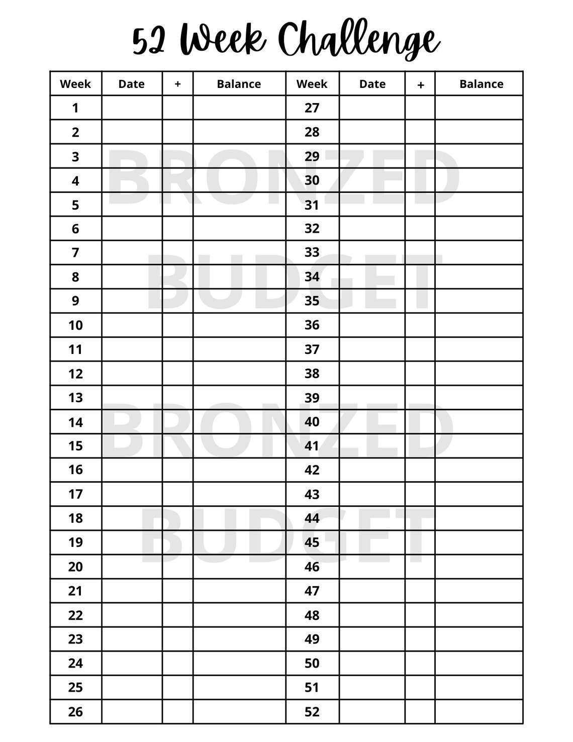 52 Week Savings Challenge Printable 52 Week Tracker 52 Week | Etsy