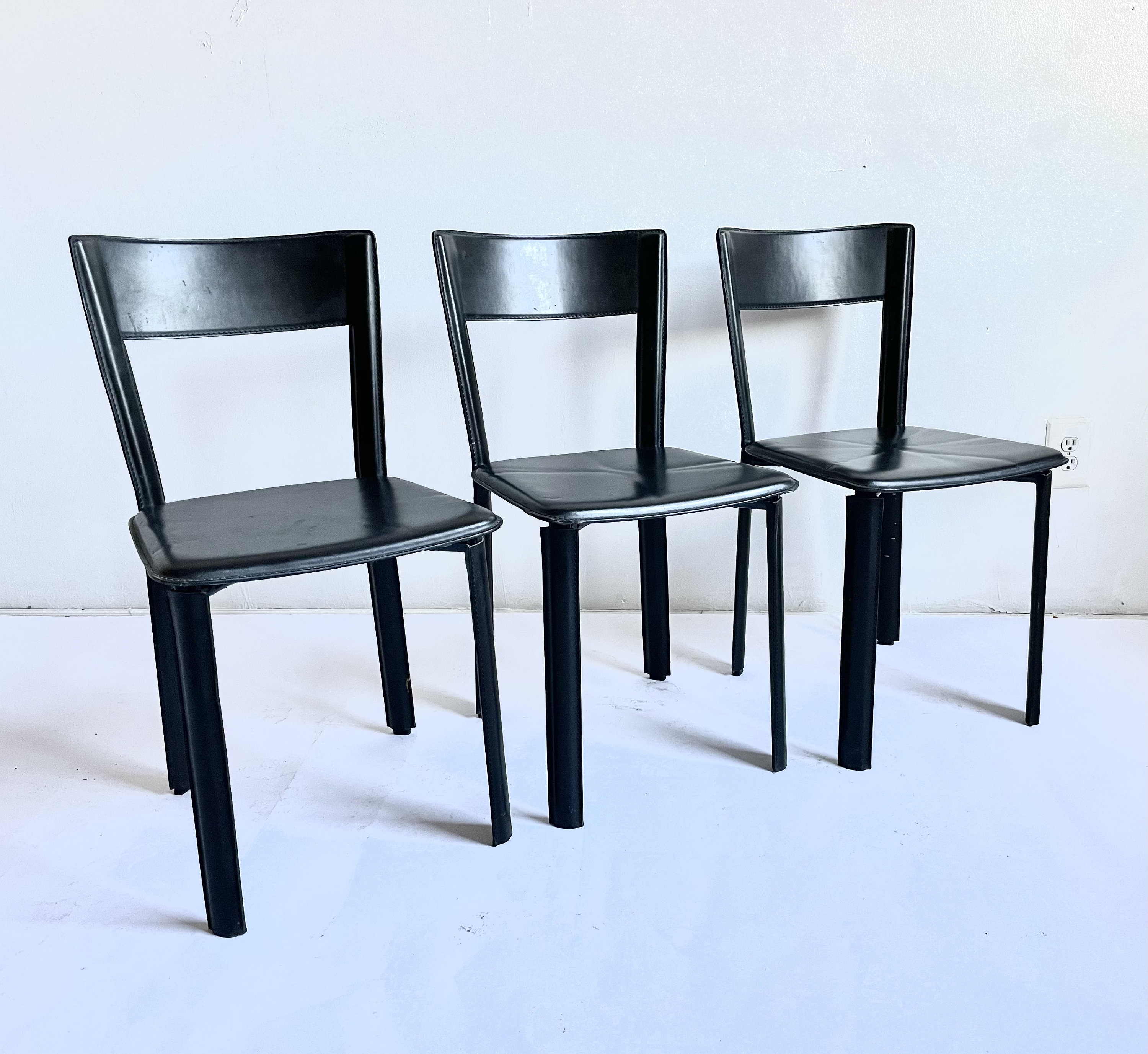 Set of 6 Frag Italy Leather Dining Chairs Etsy