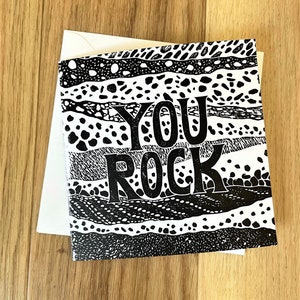 You Rock Card | Original Linoprint | Linocut | Geology | Handprinted |