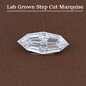 Diamante suelto cultivado en laboratorio con corte escalonado marquesa / Diamante libre de conflicto para joyería personalizada / Diamante de corte antiguo para la fabricación de joyas imagen 1