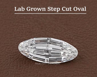 Step Cut Oval Eco Friendly Diamond Loose / Antique Cut Solitaire Diamond For Engagement Ring / Hand Made Diamond For Jewelry Making