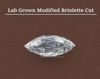 Modified Briolette Cut Lab Grown Diamond Loose Stone / Custom Shape Man Made Diamond For Antique Jewelry Making / Wedding Gift For Him
