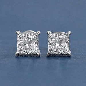 0.50 To 5.00 TCW Princess Cut Lab Grown Diamond Stud Earrings / Eco Friendly Diamond Solitaire Studs / Birthday Gifts For Her