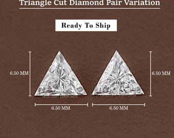 Triangle Cut Man Made Loose Diamond Pair For Jewelry Making / Matching Pair Lab Grown Diamond For Custom Jewelry Gift / Mother Of Bride Gift