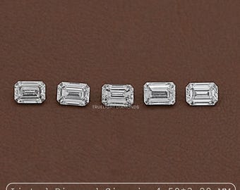 0.08 To 0.50 CT Emerald Shape Conflict Free Diamond / Emerald Cut Lab Grown Loose Diamond / CVD Diamond For Wedding Jewelry