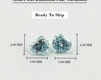 Blue Heart Cut Lab Loose Diamond For Stud Earrings / Pair CVD Diamond For Custom Jewelry Making / Lab Grown Diamond Jewelry Gift For Her
