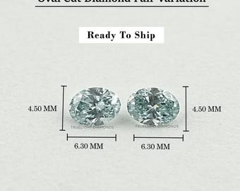 Blue Oval Cut Lab Loose Diamond For Personalized Jewelry / Hand Crafted Diamond Pair For Jewelry Making / Matching Diamond For Custom Gift