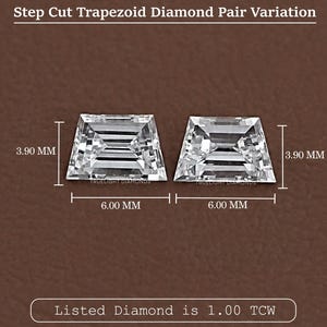 Diamante de laboratorio con talla trapezoidal escalonada para anillo de compromiso / Par de diamantes CVD de 0,25 a 2,00 quilates para pendientes / Diamante de laboratorio suelto de forma elegante