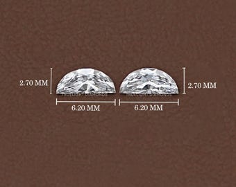 Diamante suelto cultivado en laboratorio, talla media luna, de 0,25 a 2,00 quilates en peso total, en pares a juego / Claridad EF-VS / Diamante suelto para anillo de compromiso de tres piedras