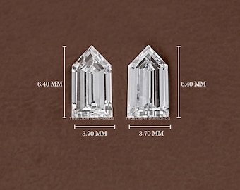 Par de diamantes de laboratorio con talla escalonada recta en forma de bala / Par de diamantes libres de conflicto a juego para anillo de tres piedras / Diamante antiguo para la fabricación de joyas