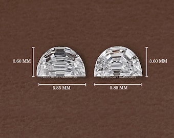 Diamantes sueltos en forma de media luna con talla escalonada, par a juego / Diamantes libres de conflicto para joyería / Diamantes de talla antigua con claridad EF-VS / Regalo personalizado