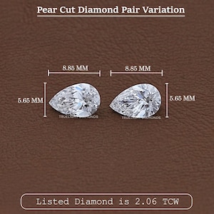 0,25 till 2,00 TCW päronslipade diamanter i matchande par / miljövänlig diamant för anpassade örhängen / handgjord lös diamant för kvinnor