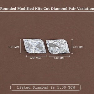 Rounded Modified Kite Cut Lab Grown Diamond /  CVD Loose Diamonds Pairs For Wedding Earrings / 0.25 TCW To 2.00 TCW Diamond For Jewelry
