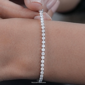 2.50 MM Round Cut CVD Diamond Bracelet / Four Prong Set Lab Diamond Tennis Bracelet / Conflict Free Diamond Bracelet For Wedding Gift