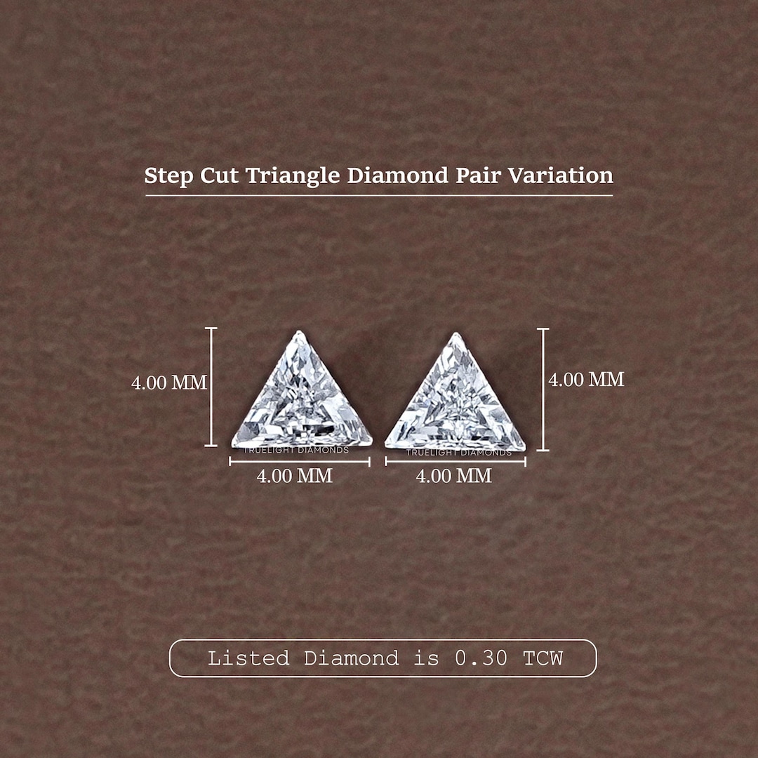 Step Cut Triangle Lab Grown Pair Diamond / Conflict Free Matching Pair ...