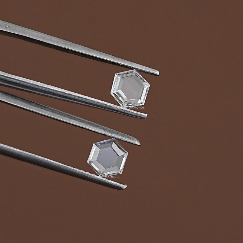 Rose Cut Hexagon Loose Lab Grown Diamond / 0.25 TCW To 2.00 TCW Lab Diamond Matching Pair For Jewelry / CVD Diamond  For Customized Jewelry