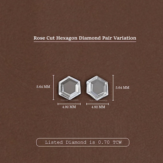 Rose Cut Hexagon Loose Lab Grown Diamond / 0.25 TCW To 2.00 TCW Lab Diamond Matching Pair For Jewelry / CVD Diamond  For Customized Jewelry