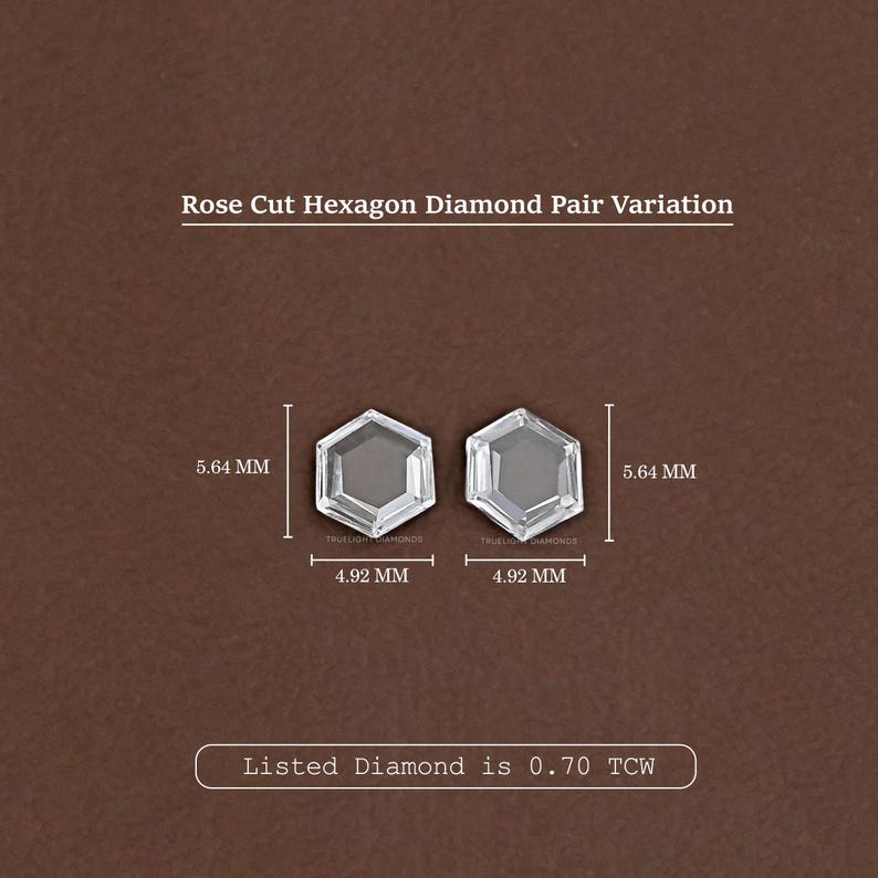 Rose Cut Hexagon Loose Lab Grown Diamond / 0.25 TCW To 2.00 TCW Lab Diamond Matching Pair For Jewelry / CVD Diamond  For Customized Jewelry
