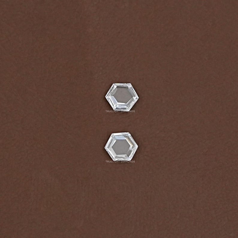 Rose Cut Hexagon Loose Lab Grown Diamond / 0.25 TCW To 2.00 TCW Lab Diamond Matching Pair For Jewelry / CVD Diamond  For Customized Jewelry