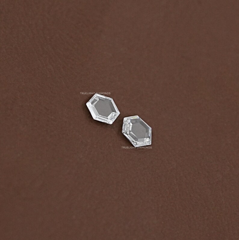 Rose Cut Hexagon Loose Lab Grown Diamond / 0.25 TCW To 2.00 TCW Lab Diamond Matching Pair For Jewelry / CVD Diamond  For Customized Jewelry