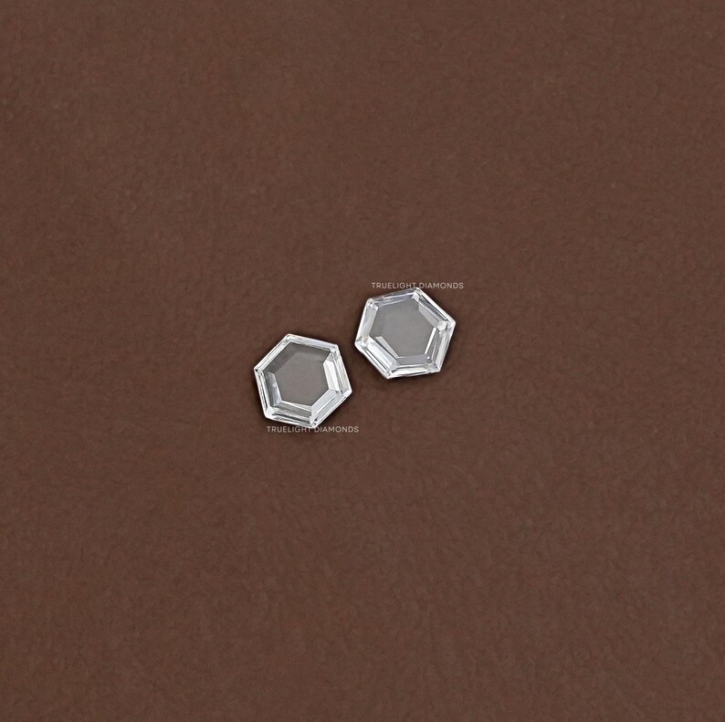 Rose Cut Hexagon Loose Lab Grown Diamond / 0.25 TCW To 2.00 TCW Lab Diamond Matching Pair For Jewelry / CVD Diamond  For Customized Jewelry