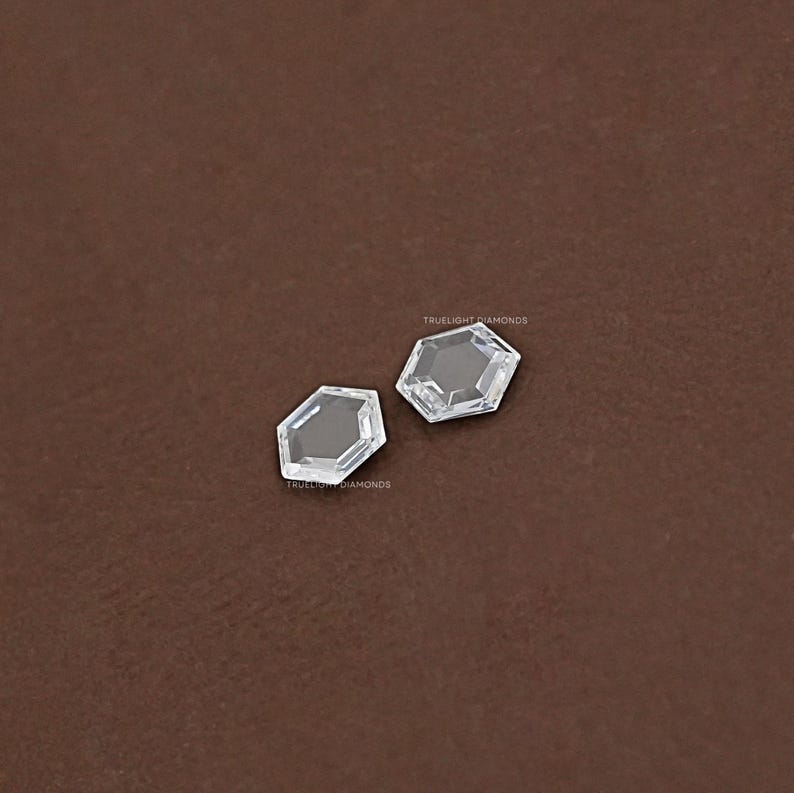 Rose Cut Hexagon Loose Lab Grown Diamond / 0.25 TCW To 2.00 TCW Lab Diamond Matching Pair For Jewelry / CVD Diamond  For Customized Jewelry