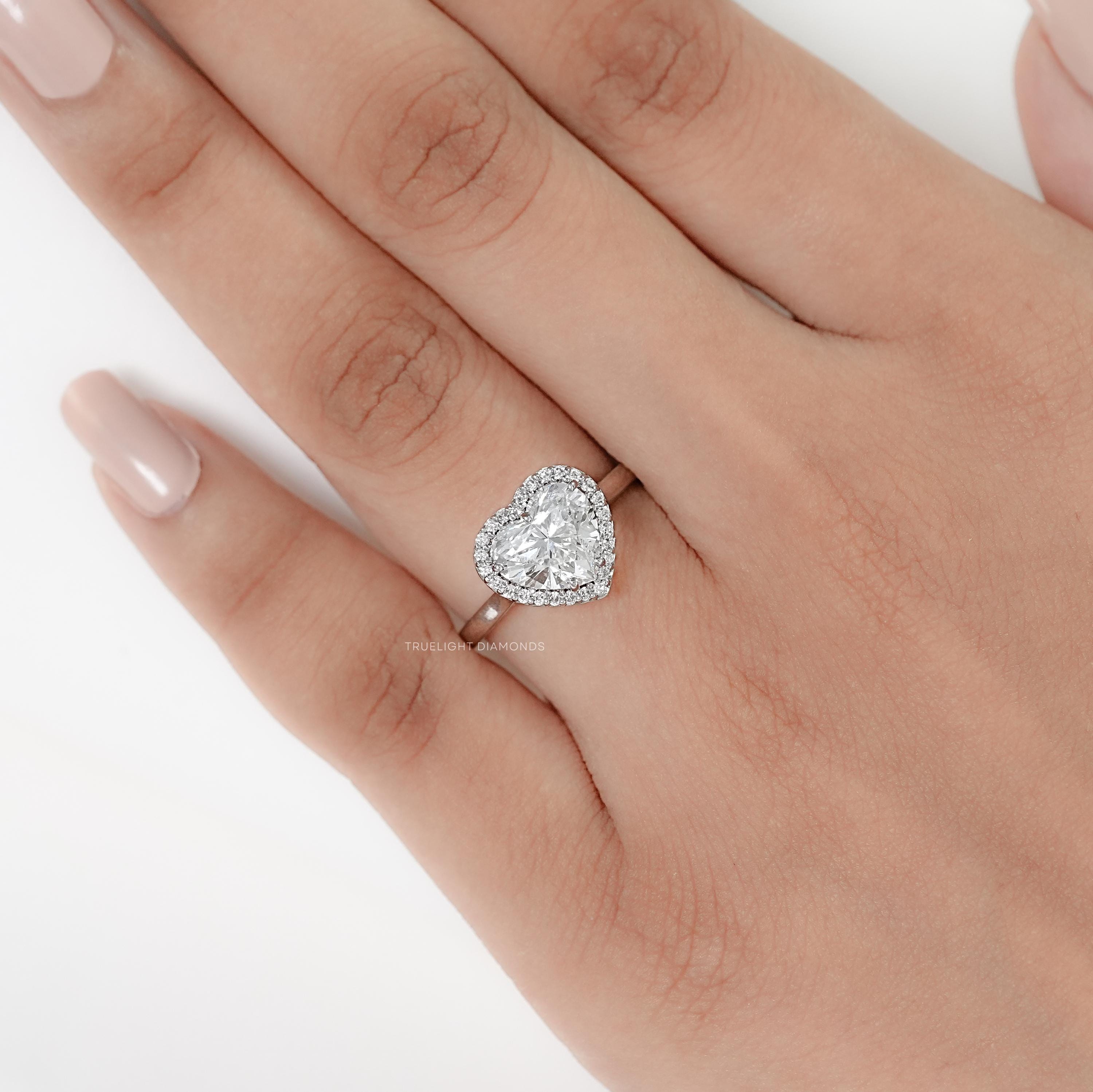 3.00ct ブルークッションカットラボグロウンダイヤモンドハロー婚約指輪