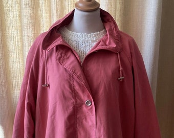 Parka de printemps en tissu doux rose pêche vintage des années 80